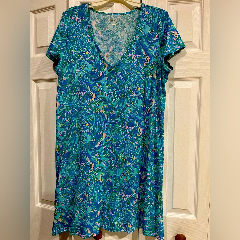 Etta V-neck dress Surf Blue Coral Of The Story